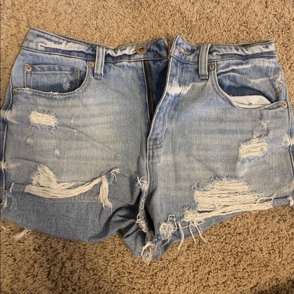 Distressed jean shorts